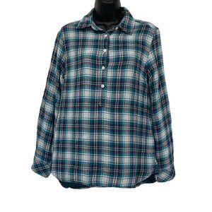 Lee‎ Riders Plaid Button Front Blouse Blue Womens Size Small